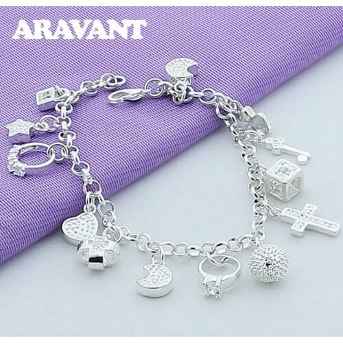 925 Silver Charm Bracelets For Women Party Jewelry Gifts
