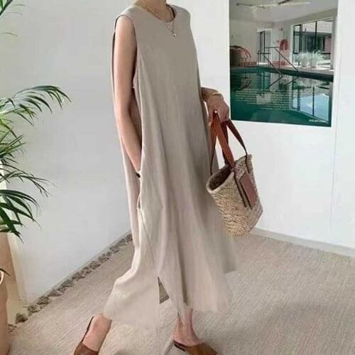 AIWOTWOTONG Summer Linen Dresses