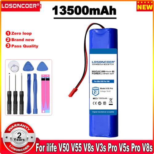 LOSONCOER 0 Cycle 100% New 14.4V 3500mAh Battery For ilife V50 V55 V8s V3s Pro V5s Pro V8s X750 Robot Vacuum Cleaner Battery