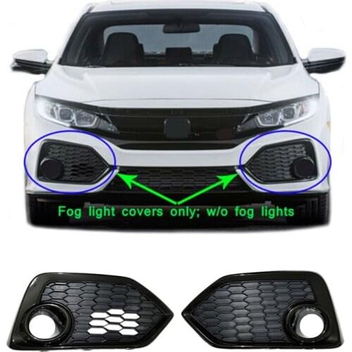 Car Side Fog Light Lamp Cover for 17-19 Honda Civic 71108-TGG-A20 71103-TGG-A20