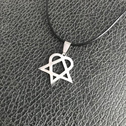Smart charm Fashion Stainless Steel Jewelry Heart&triangle shape assemble Pendant Necklace leather chain for birthday gift