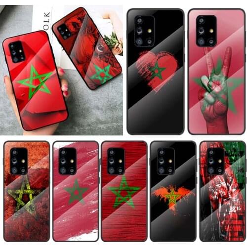 Tempered Glass Cover Morocco Flag Coat Of Arms For Samsung Galaxy A91 A81 A72 A71 A52 A51 A41 A31 A21S A11 A01 Phone Case