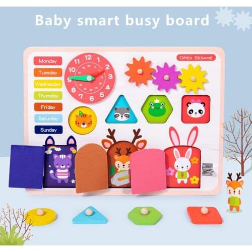 Baby Montessori Busy Boards Educational Toys Clock Lock Color Shape Matching Games Life Skills Training Puzzle Toys For Toddler