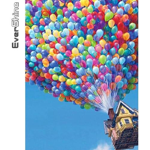 Evershine 5D DIY Diamond Painting House Craft Kit Diamond Embroidery Balloon Landscape Cross Stitch Mosaic Wall Art Decorations