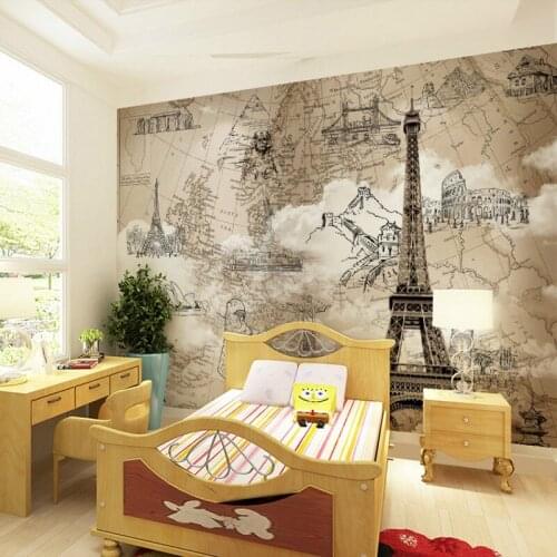 Photo wallpaper 3D custom large cartoon mural childrens room wallpaper TV background world map wallpaper mural