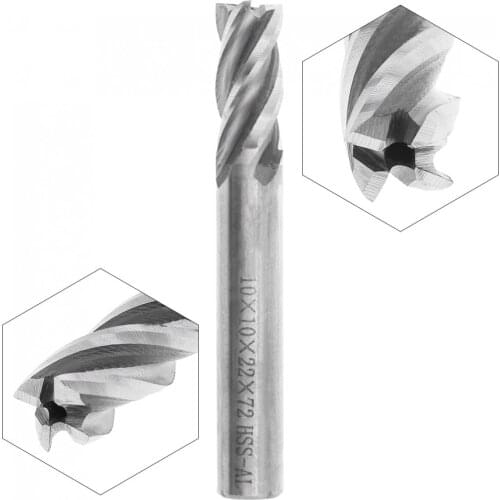 10mm 4 Flute HSS & Aluminum End Mill Cutter with Super Hard Straight Shank for CNC Mold Processing Slotting