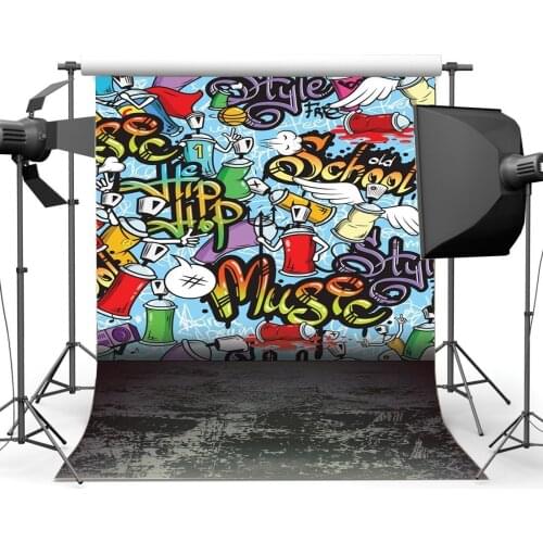 Graffiti Backdrop Hip Hop Backdrops Multicolor Painted Hand Drawing Artistic Grunge Concerte Floor Photography Background
