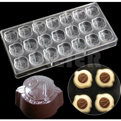 Baking pastry tools Plastic Number 21 Shape Candy Molds Polycarbonate Chocolate Mold Pudding cake formas para chocolate Mould