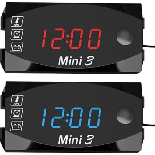 IP67 Waterproof 6V-30V Motorcycle Electronic Clock Thermometer Voltmeter Three-In-One Dust-proof LED Watch With Universal