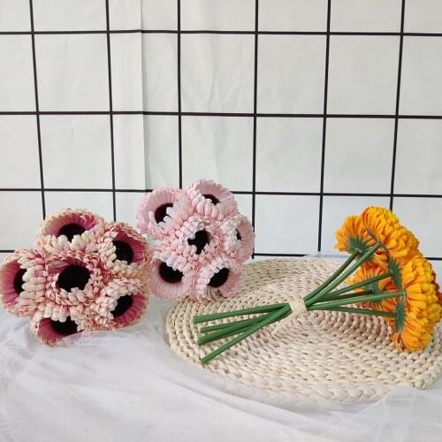 Artificial Chrysanthemum of 6 Heads Bundle Fake Silk Flowers for Wedding Bouquet Home Garden Decoration Photography Props Floral