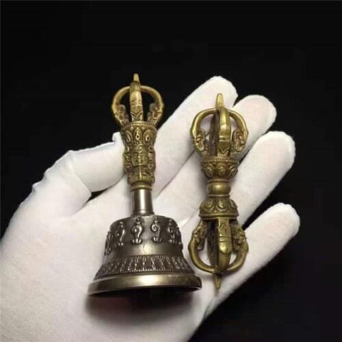2pcs/set Treasure Copper Jin Gangchu Old Classic Item 9.5cm 12cm High Quaity