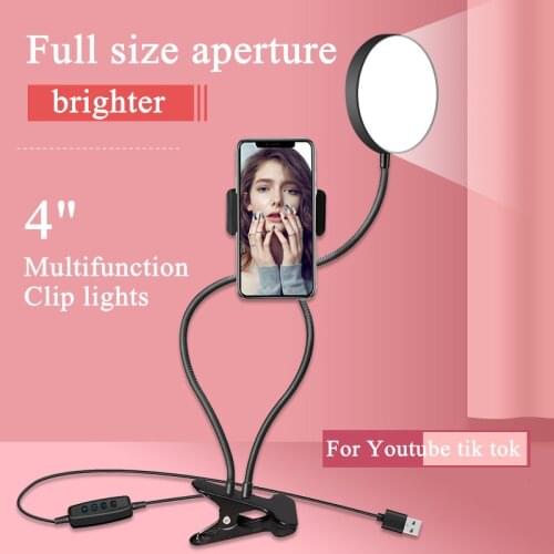 Selfie Ring Light With Long Arm Lazy Mobile Phone Holder Bracket Photography ringlight LED Light For Youtube tik tok Live Stream