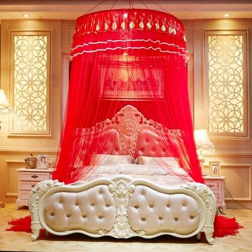 Red Hung Dome Mosquito Net Insect Repeller bed curtain Curtain Ornate Canopy Universal Moustiquaire Bulk Wedding Home Textile Q