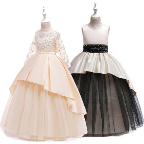 Girls Lace Maxi dress kids first communion dresses for weddings prom Frocks kids elegant ball gown For 6 8 10 12 14 16 Years