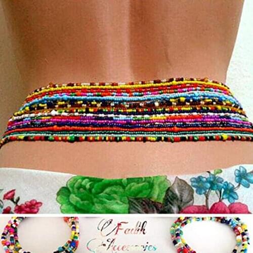 2020 Summer Double Bead Belly Waist Chains Women Sexy Bikini Beach Body Chain Strand Charms Vintage Waistband Bohemia Jewelry
