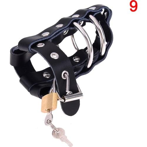 Genuine Leather Male Chastity Device With Penis Ring,Cock Cages,testis Lock,Chastity Belt,Cock Ring,Adult Game,Sex Toy