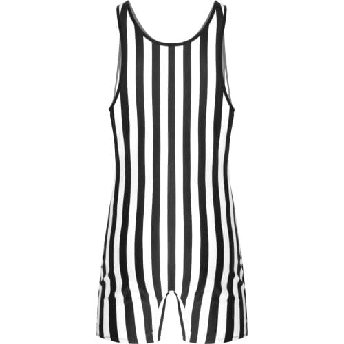 Mens Striped Wrestling Singlet Bodysuit Weight Lifting Stretchy Workout Fitness Gymnastic Leotard Outfits Athletic Jumpsuit