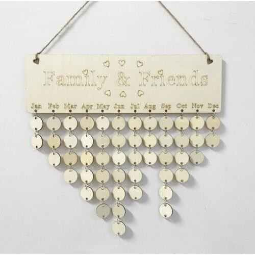 Heart Printed Wall Calendar Sign Special Dates Reminder DIY Wooden Calendar Friends&Family Board Home Hanging Decor Gift 5 Style