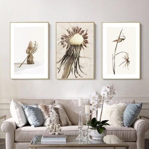 Pastoral Grass Flower Poster Wall Art Canvas Painting Beight Plant Print Modern Art Home Decor Picture for Living Room Design