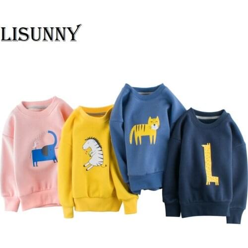 2019 New Autumn winter Children Sweatshirts neutral Fleece velvet Kids pullover Boys Girls Coat cartoon animals Baby Outwear Top