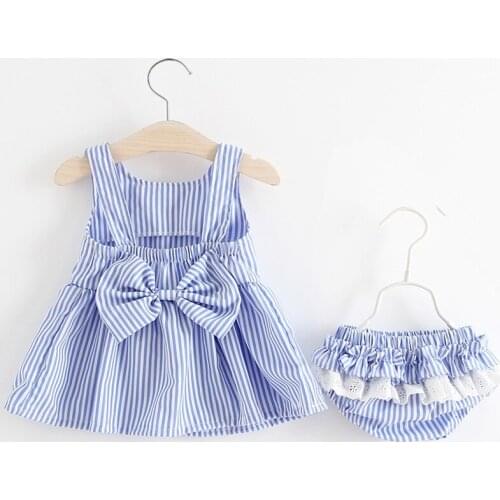 2021 Summer New Baby Girl Plaid Dress Baby Bow Sleeveless Tank Top Shorts Two-Piece Set