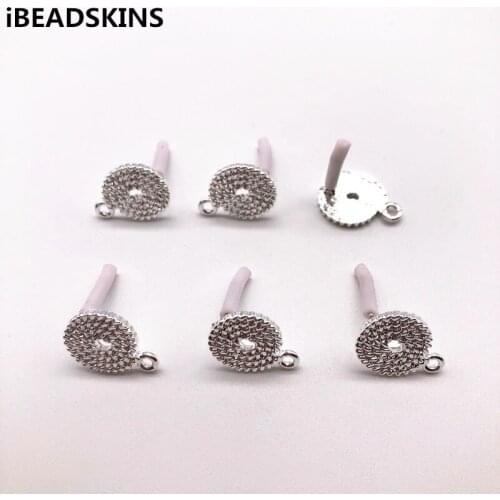 New arrival! silver color 16x12mm 100pcs zinc alloy coin-shape Stud earring/earrings accessories/Earring parts for Jewelry DIY