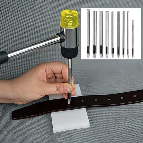 9pcs/Set Leather Puncher DIY Handmade Belt Punching Hole Punch Hollow Drilling Tools Leather Handicraft Belt Punch 1mm-5mm Kit