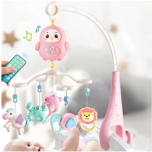 Cute Bedside Rattle 0-36 Months Baby Bed Bell Lighted Rotating Music Box Cartoon with Cute Animal Shape Early Educational Toys
