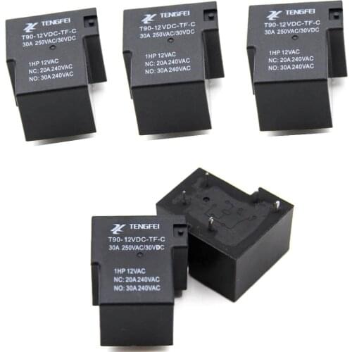 5PCS T90 Small Conversion Type Relay 12V 5 Pins 30A T90-12VDC-TF-C