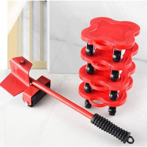 5pcs Wheel Bar Mover Device Max Up Furniture Transport Roller Set Move House Omnidirectional Wheels Rack Tools