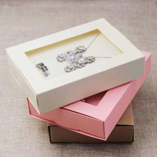 Deluxe jewelry set window package & display box, necklace with earring display box,ring package box with clear pvc window 10pcs