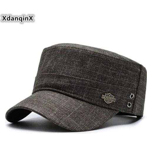 XdanqinX Snapback Cap Adult Mens Army Military Hat Men Flat Cap Adjustable Size Fashion Cotton Sports Caps New Dads Brand Hats