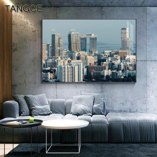 Modern City Wall Poster Print Abstract Industry Canvas Painting Nordic Seaside City Wall Art Pictures Living Room Bedroom Decor