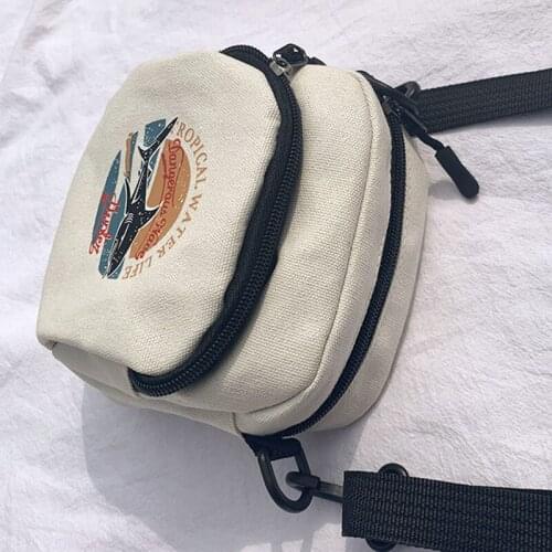 Women Student Shoulder Crossbody Bag Printing Canvas Zipper for Mobile Phone Keys New