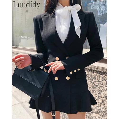 Women Blazer Dress Long Sleeve Blazer Dresses Women Button Vestidos Office Formal Evening Party Dress