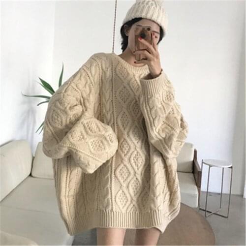 Women Sweater Autumn Winter Solid Oversize Sweater Elegant Casual Knit Sweater Women Pullover Plus Size Tops jumper sweter 35