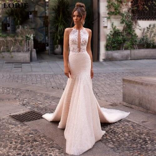 LORIE Sexy Mermaid Wedding Dress 2019 Elegant Lace Princess Bridal Dress Sleeveless Romantic Appliques Vestidos de novia