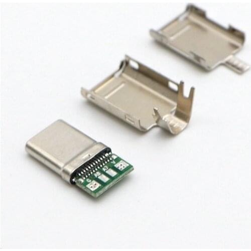 10sets Nicke plated USB 3.1 4P Type C Male Plug Welding DIY Connector for Keyboard cable