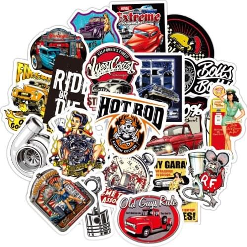 50 PCS Cool Classic Car Stickers for Car Styling Bike Motorcycle Phone Laptop Travel Luggage Cool Funny Spoof JDM Decal