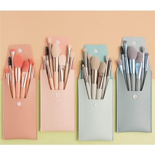 Ronshadow 8Pcs Professional Mini Makeup Brushes Set Wood Handle Blush Foundation Powder Make Up Brush Tools Kit