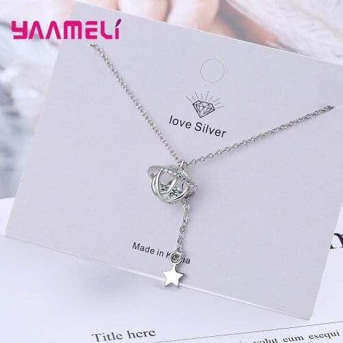 Fashion Jewelry Statement Pendant Necklace For Women Girls CZ Crystal 925 Sterling Silver Valentines Day Gift Wholesale