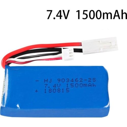 Battery For FT009 FX067C HQ955 948 K959 HJ817 816 RC speed boat spare parts 12428 car 7.4 V 1500 mah 903462 Battery