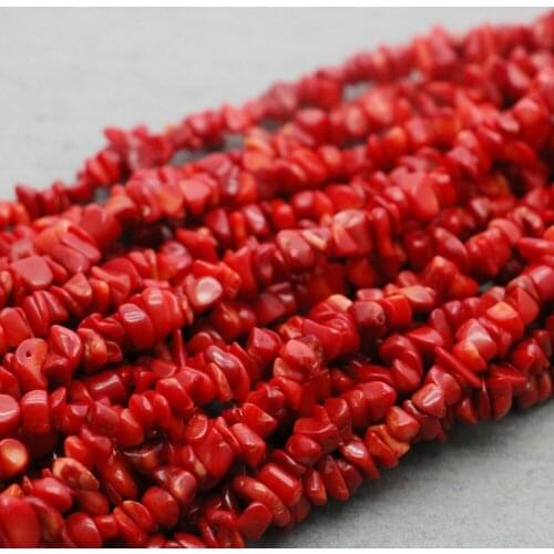 Irregular Red Coral Broken Beads Loose DIY Fit Bracelet Necklace Ethnic Style Accessories for Women Girl Hand Chain Jewelry 86cm