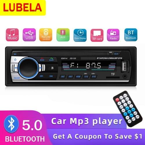 Car radio 1din bluetooth MP3 player 60Wx4, with FM radio digital stereo car music player, USB/SD/TF with dashboard AUX input