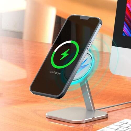 All Aluminum Alloy High Quality Charger Holder For IPhone 12 12 Pro Max 15W Magnetic 360 Degree Wireless Charging Stand