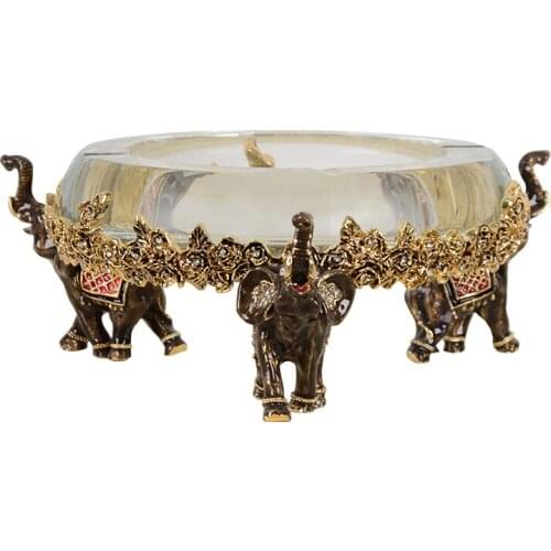 Enamel Crystal Glass Elephant Ashtray Chinese Living Room and Tea Table Decoration European Office Lucky Decorations