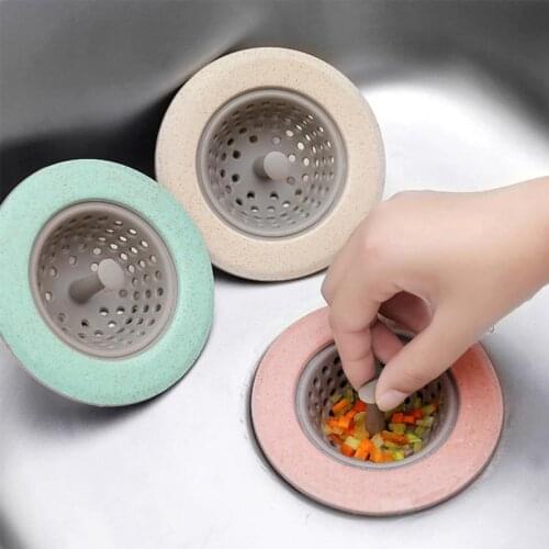 1 Pc Kitchen Sink Filter Screen Silicone Wheat Straw Floor Drain Hair Stopper Hand Sink Plug Bath Catcher Sink Strainer
