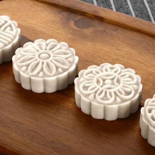 50g Mooncake Barrel Mold with 8pcs Flower Stamps Hand Press Moon Cake Pastry Mould DIY Bakeware Mid-autumn Festival P15D