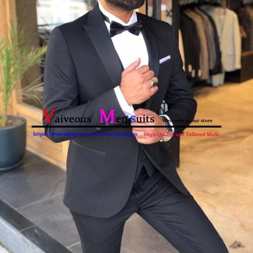 Classic Mens Slim Suits Casual Office Business 3 Piece Sets Formal Male Wedding Groom Blazer Terno Masculino (Jacket+Vest+Pants)