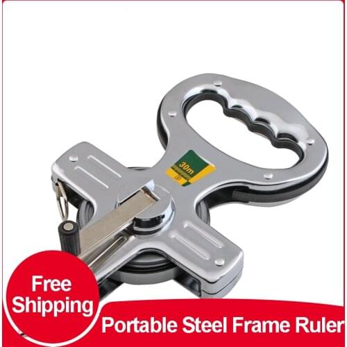 Portable Steel Frame Ruler Stainless Steel Shelf Ruler Thick and Durable Hand Crank Steel Frame Ruler Tape Measure